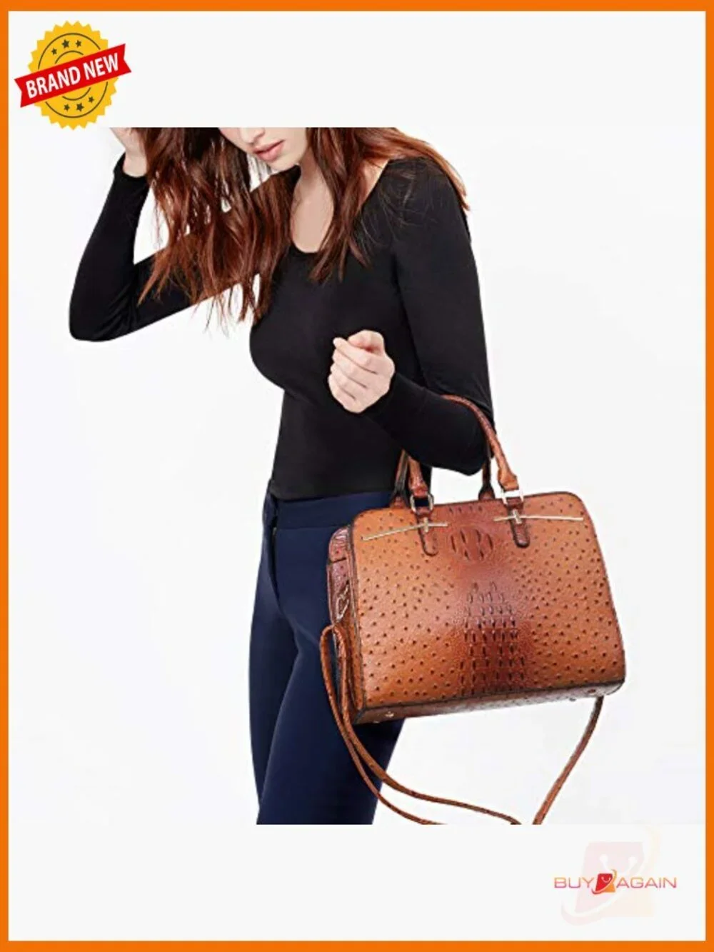 Vegan Leather Satchel Tote Set with Shoulder Strap 2pcs